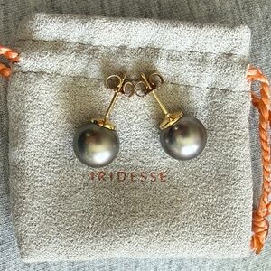 Designer IRIDESSE Tiffany & Co 18K 14K Yellow Gold Tahitian Pearl 10MM Earrings